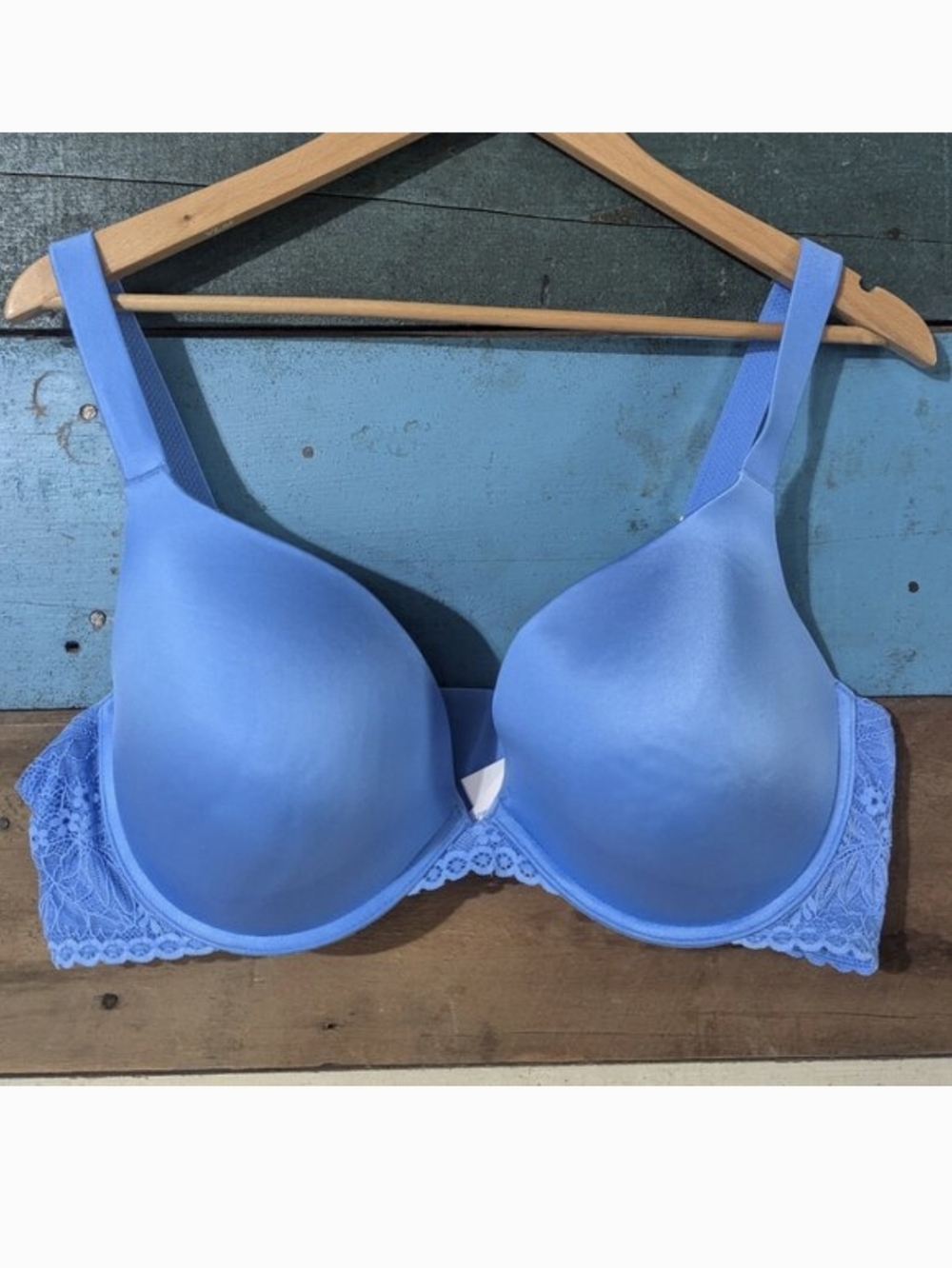 Joyspun Women's Modern Plunge Bra Padded Blue Lace 42D nwot E